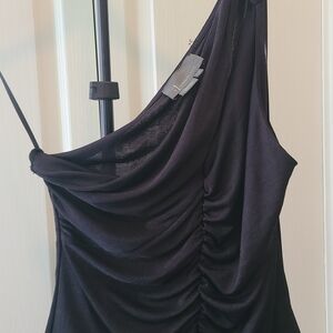 Anthropologie One-Shoulder Black Top